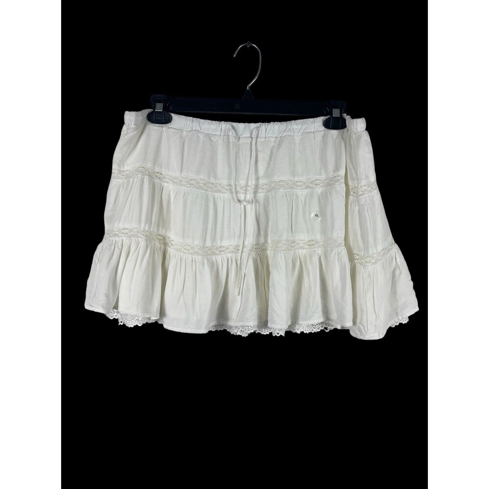 Aeropostale White Lace Tiered Mini Skort XL Boho Prairie Cottagecore Pull On NWT